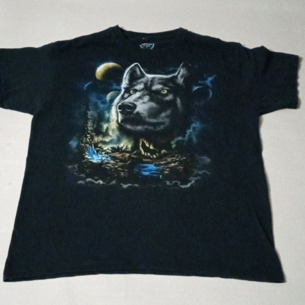 DOM Wolf  graphic T-shirt Size L Black  Pre-owned
